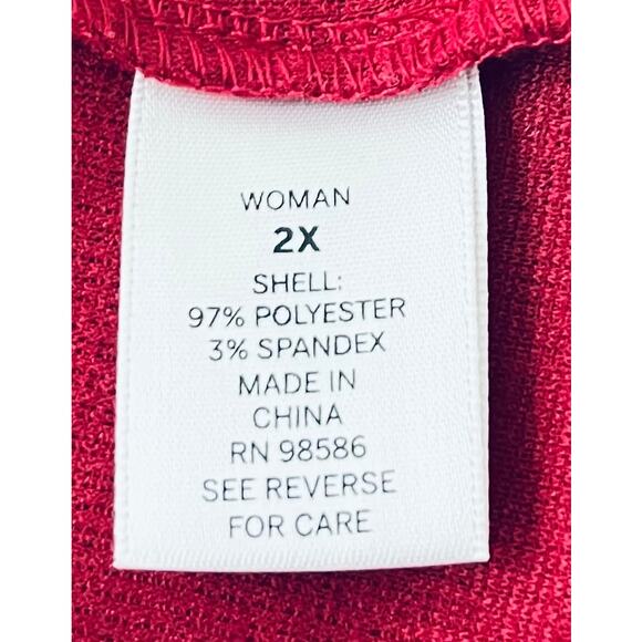 DRESSBARN LONG SLEEVE PULL-OVER TUNIC TOP, WOMENS, 2X, CRANBERRY, ROUND NECK - Picture 9 of 10